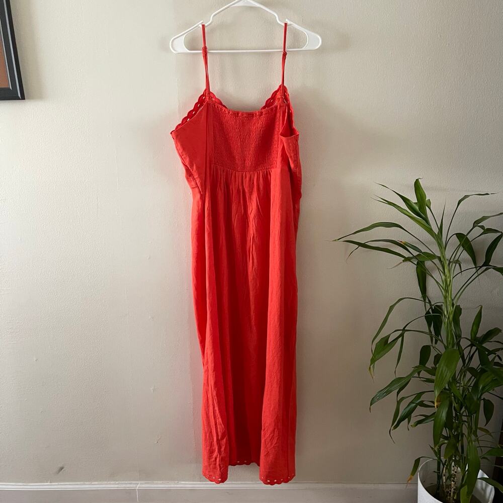 Old Navy Linen Blend Slip Dress Womens XXL Tall Warm Sunset Orange Summer Casual - Picture 3 of 11
